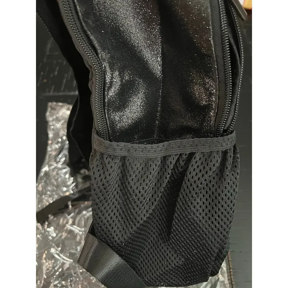 New Black Glitter Cheer Coach Backpack Megaphone Embroidered Pom Pom Keychain